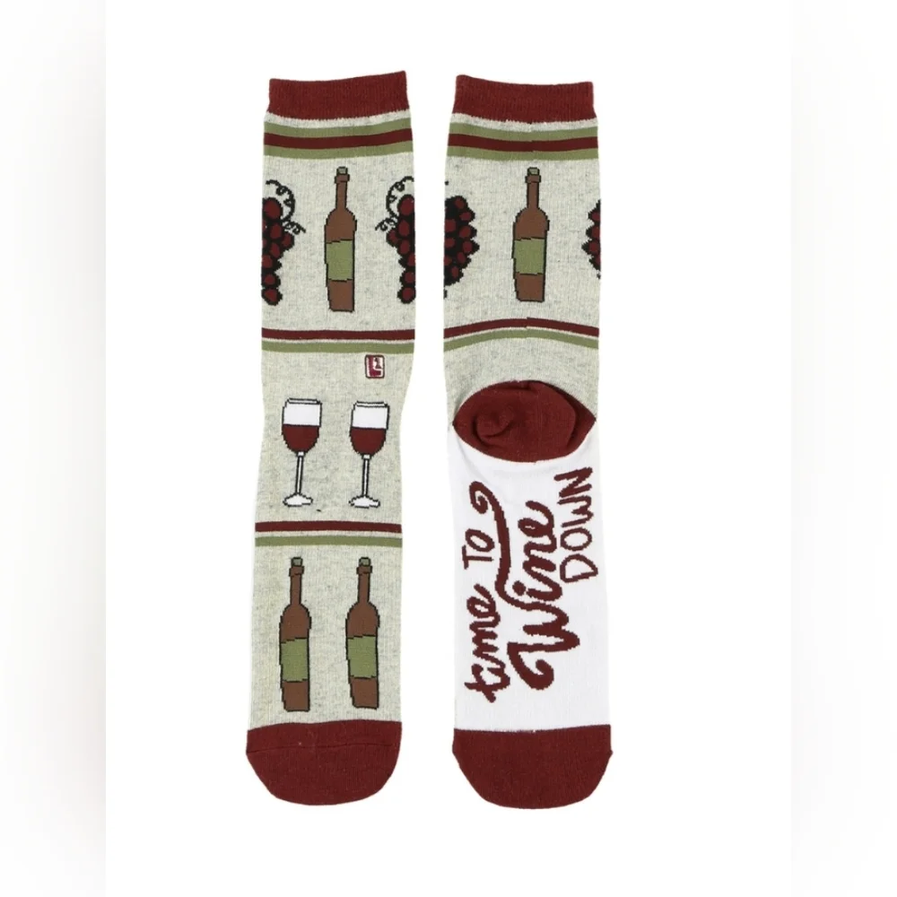 Lazy One Wine Down Crew Sock New Size 5-10